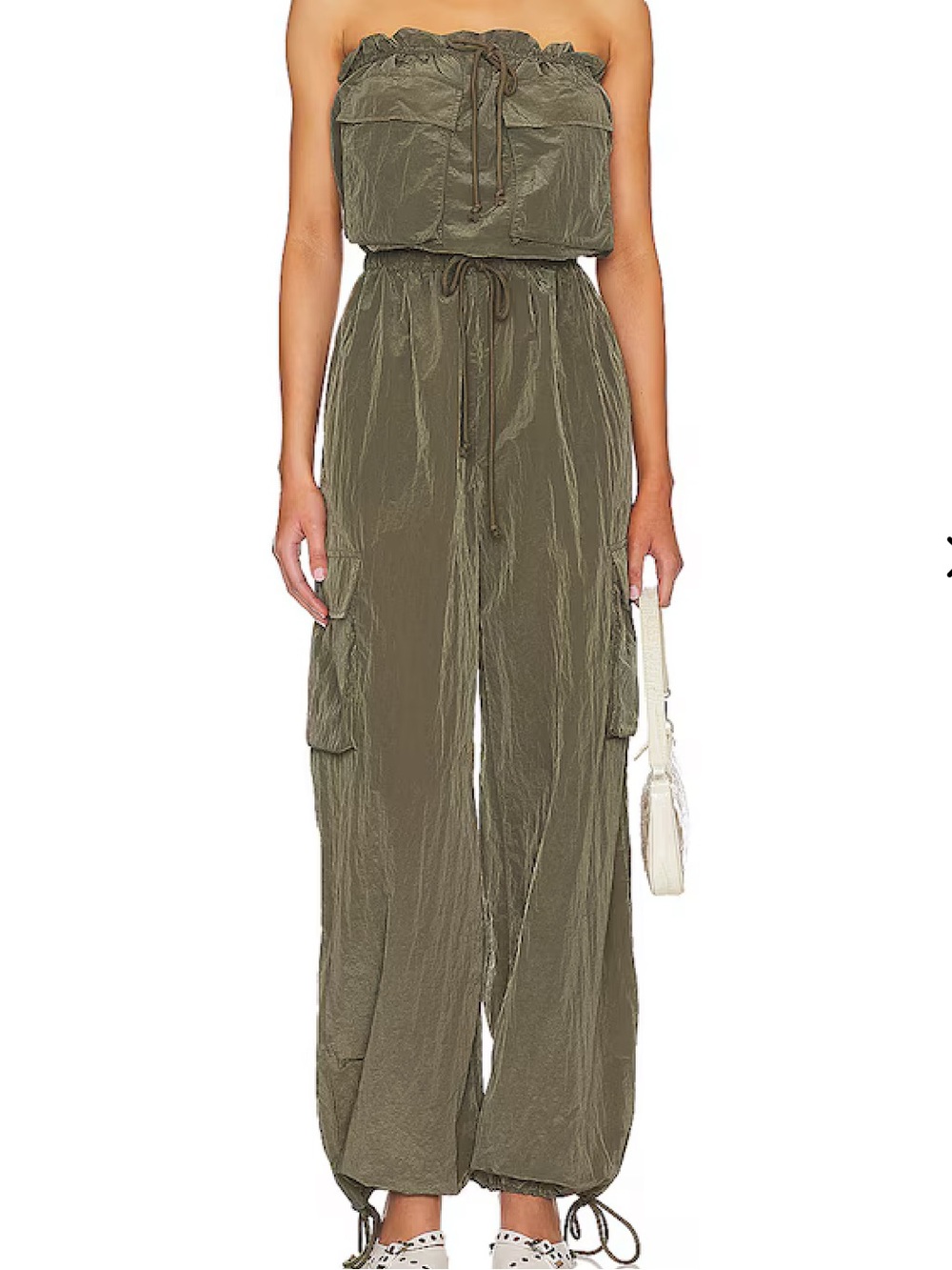 Lovers + Friends Olive Green Strapless Cargo Jumpsuit NWT